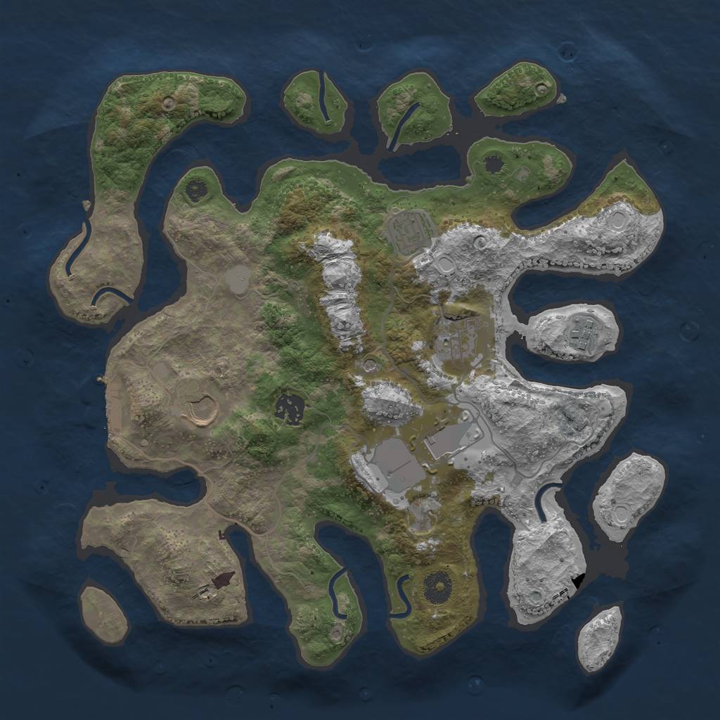 Rust Map: Procedural Map, Size: 3500, Seed: 284759003, 13 Monuments