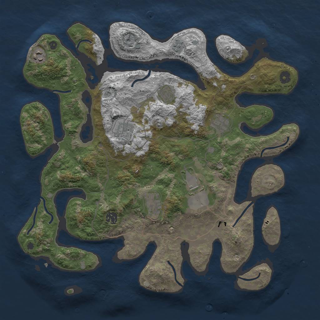 Rust Map: Procedural Map, Size: 4000, Seed: 1324182, 11 Monuments