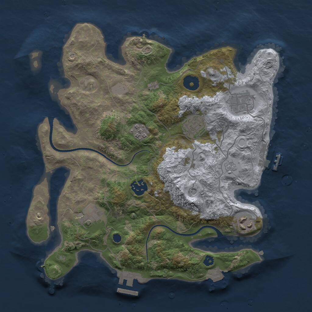 Rust Map: Procedural Map, Size: 3000, Seed: 2391865, 11 Monuments
