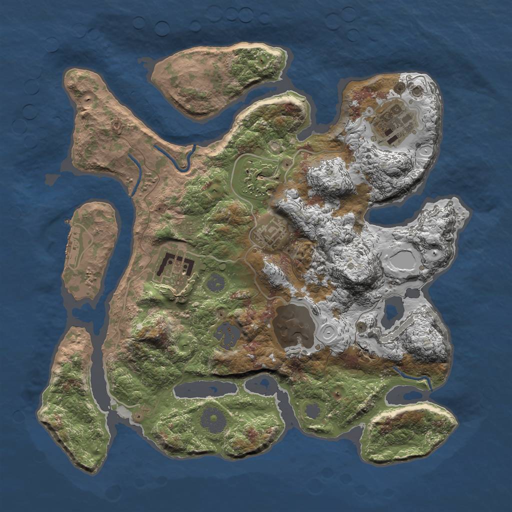 Rust Map: Procedural Map, Size: 3000, Seed: 2391865, 11 Monuments