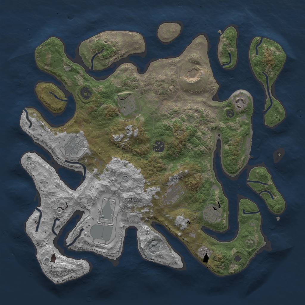 Rust Map: Procedural Map, Size: 3800, Seed: 224347967, 13 Monuments