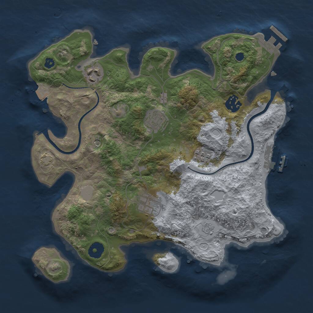 Rust Map: Procedural Map, Size: 3000, Seed: 357431, 11 Monuments