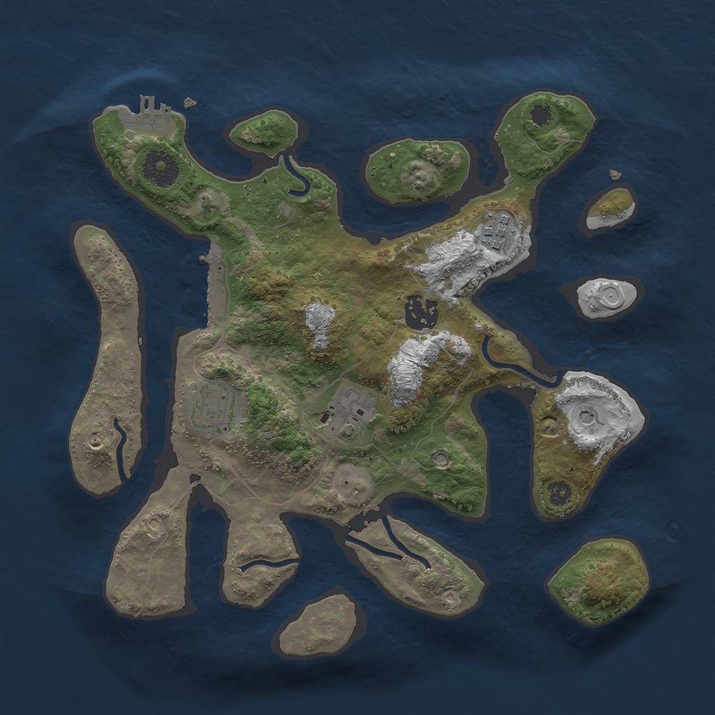 Rust Map: Procedural Map, Size: 3000, Seed: 654653, 15 Monuments