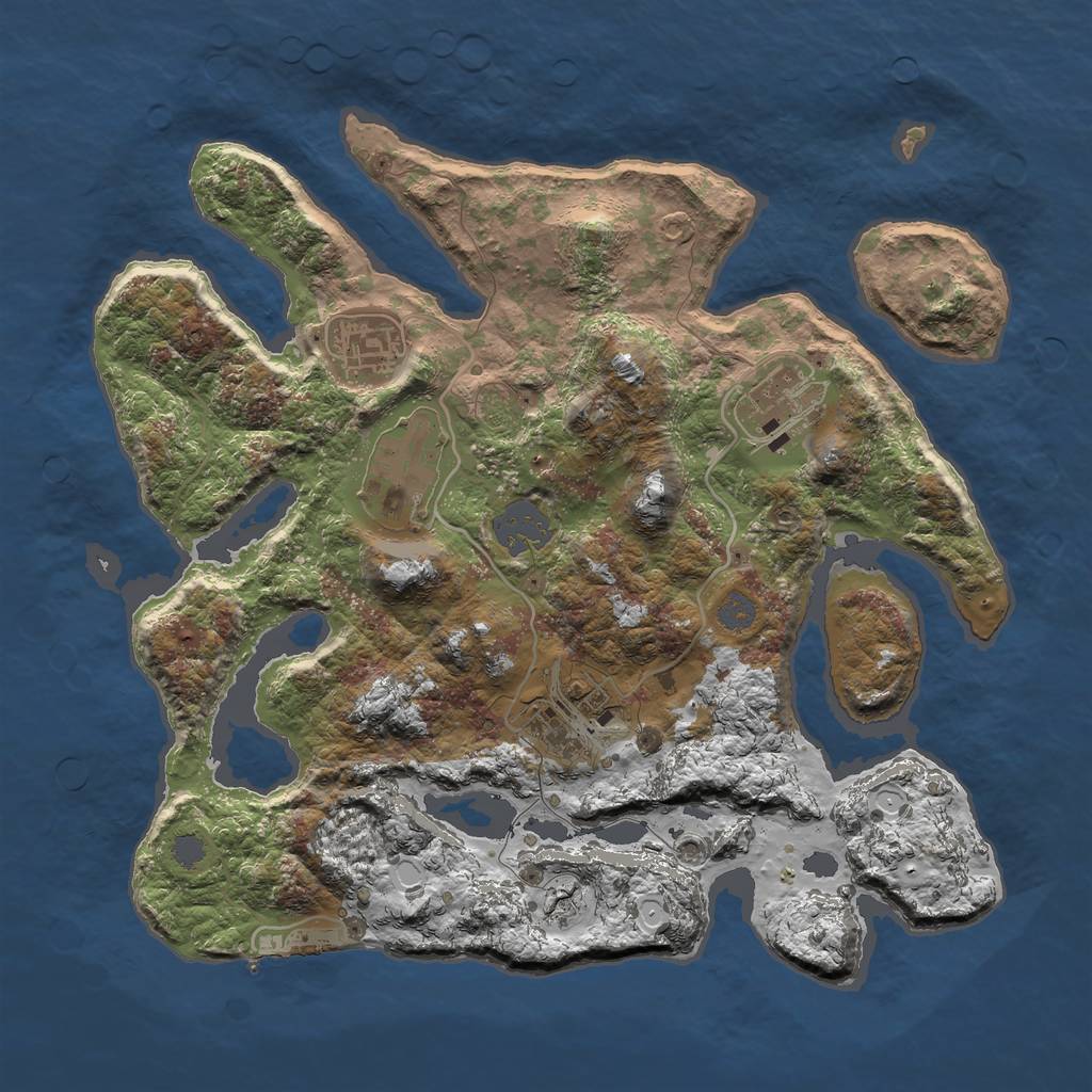 Rust Map: Procedural Map, Size: 3000, Seed: 32758, 10 Monuments