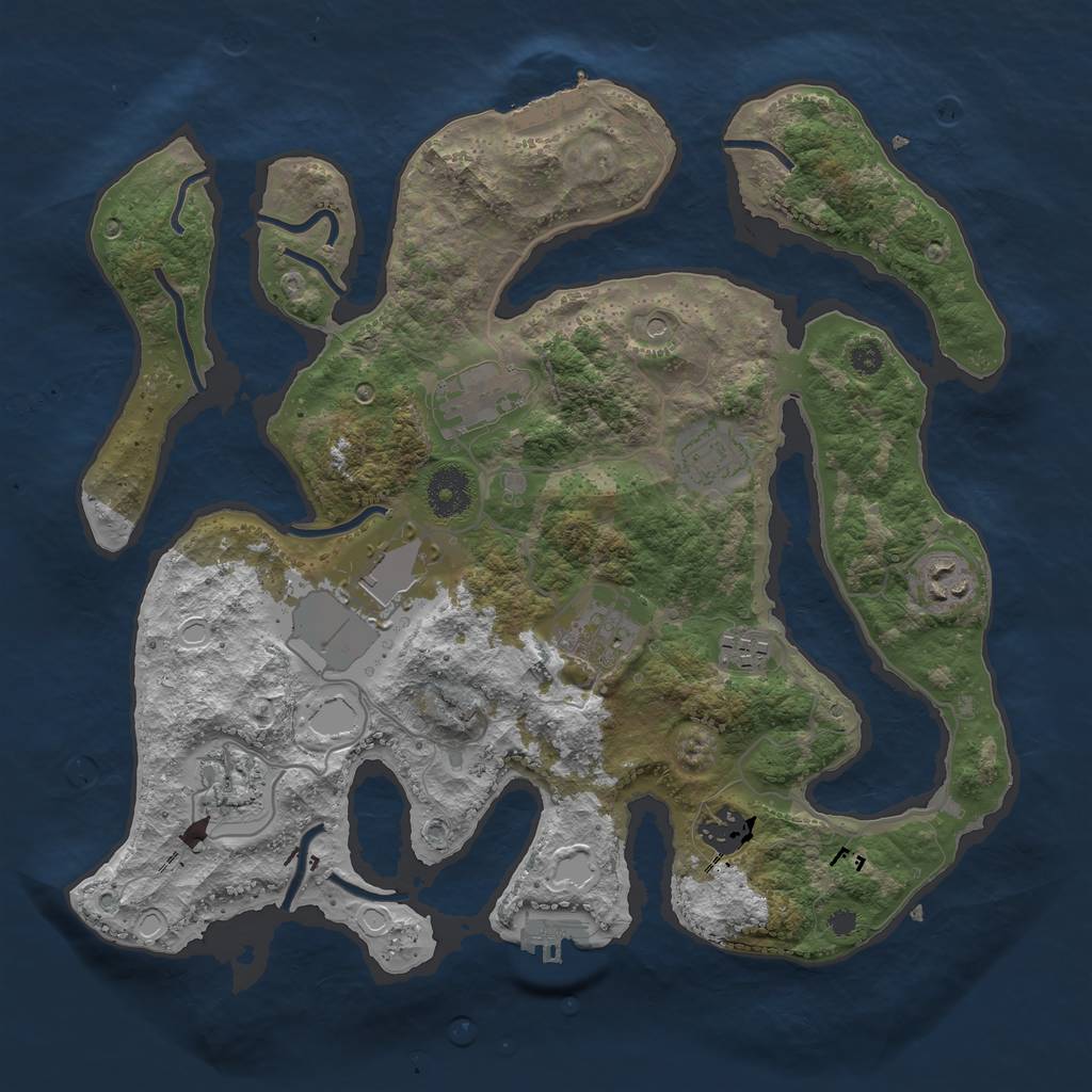 Rust Map: Procedural Map, Size: 3500, Seed: 4712725, 19 Monuments