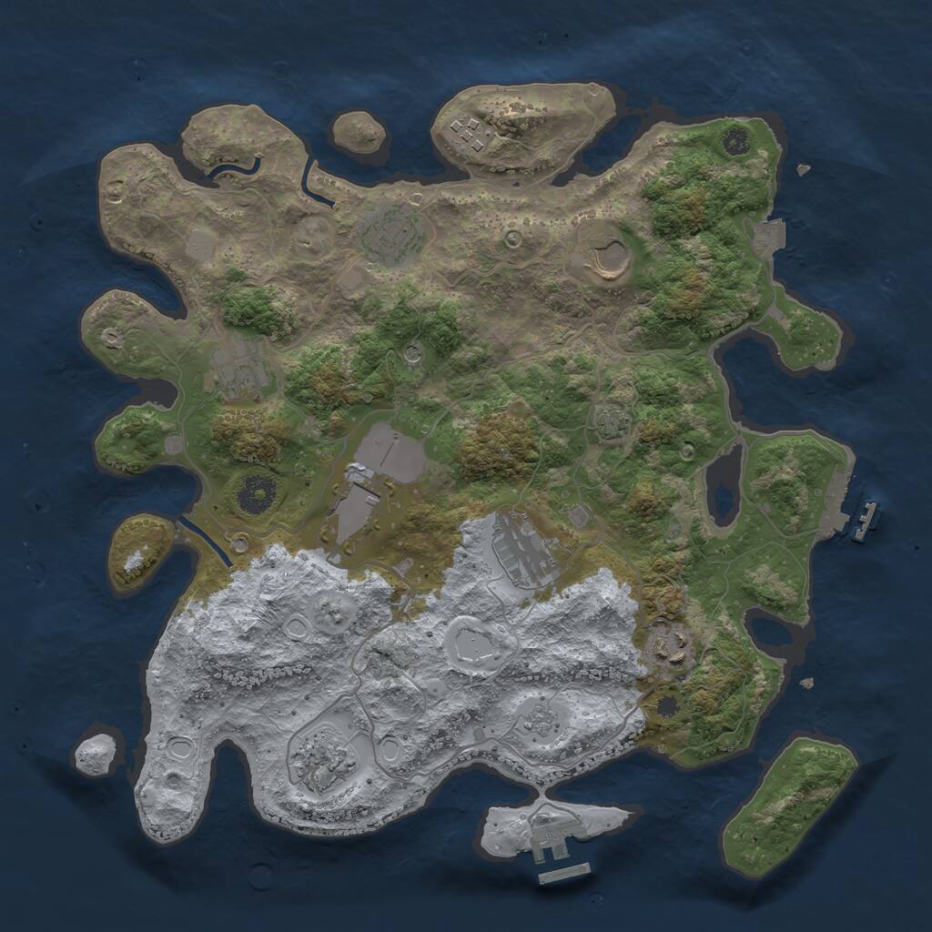 Rust Map: Procedural Map, Size: 3600, Seed: 57901, 14 Monuments