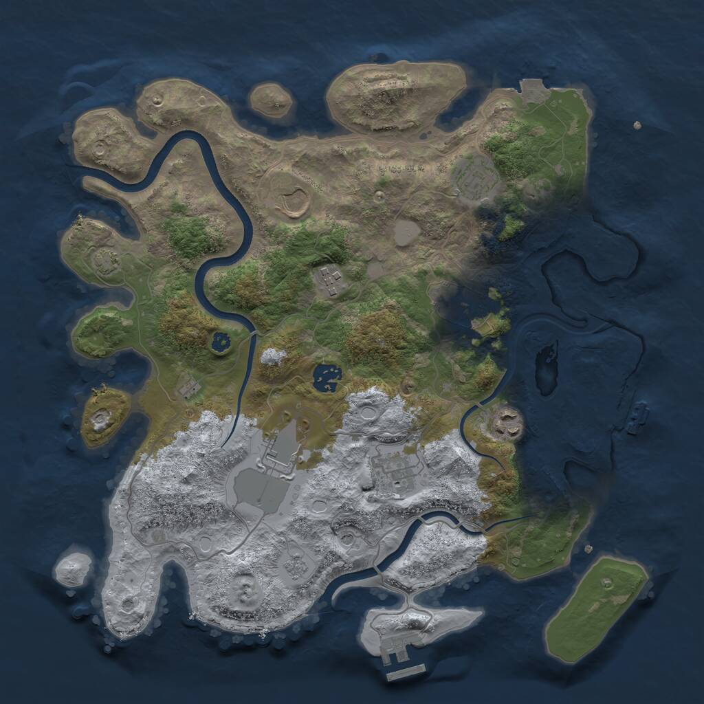 Rust Map: Procedural Map, Size: 3600, Seed: 57901, 14 Monuments