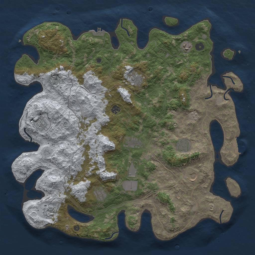 Rust Map: Procedural Map, Size: 4500, Seed: 891460, 20 Monuments