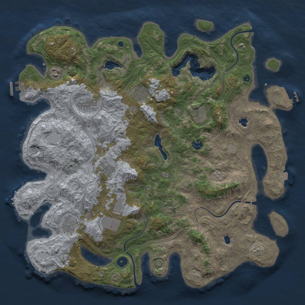 Rust Map: Procedural Map, Size: 4500, Seed: 891460, 16 Monuments