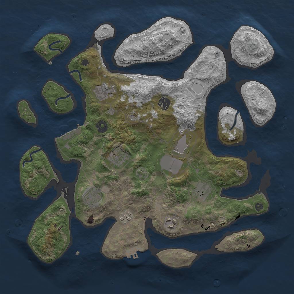 Rust Map: Procedural Map, Size: 3600, Seed: 3872674, 16 Monuments