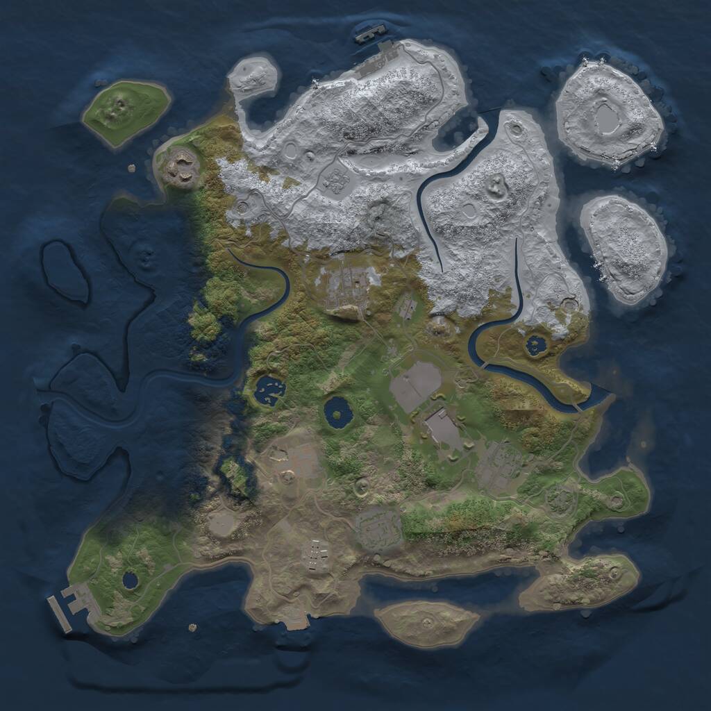 Rust Map: Procedural Map, Size: 3600, Seed: 3872674, 14 Monuments