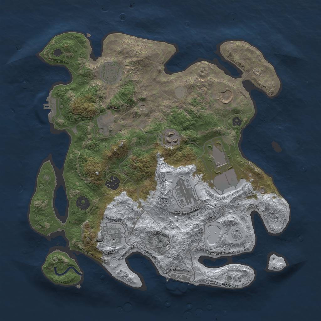 Rust Map: Procedural Map, Size: 3500, Seed: 1695622846, 17 Monuments