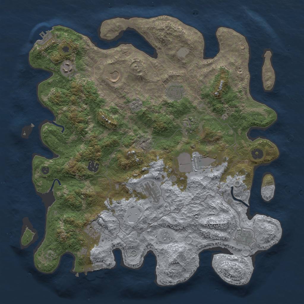 Rust Map: Procedural Map, Size: 4000, Seed: 1473535021, 17 Monuments