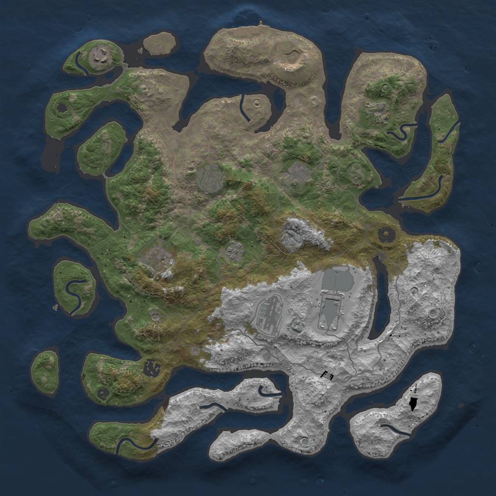 Rust Map: Procedural Map, Size: 4250, Seed: 634533683, 14 Monuments