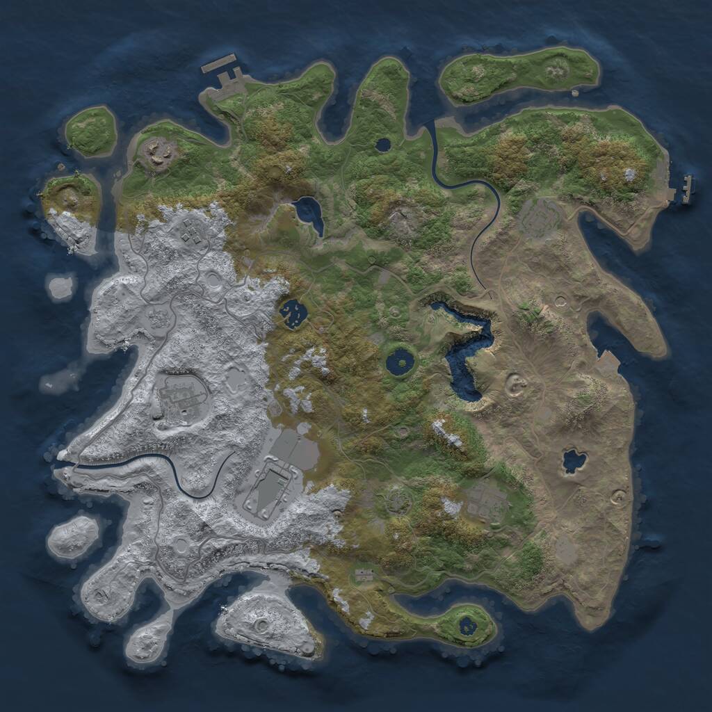 Rust Map: Procedural Map, Size: 4000, Seed: 969964512, 13 Monuments