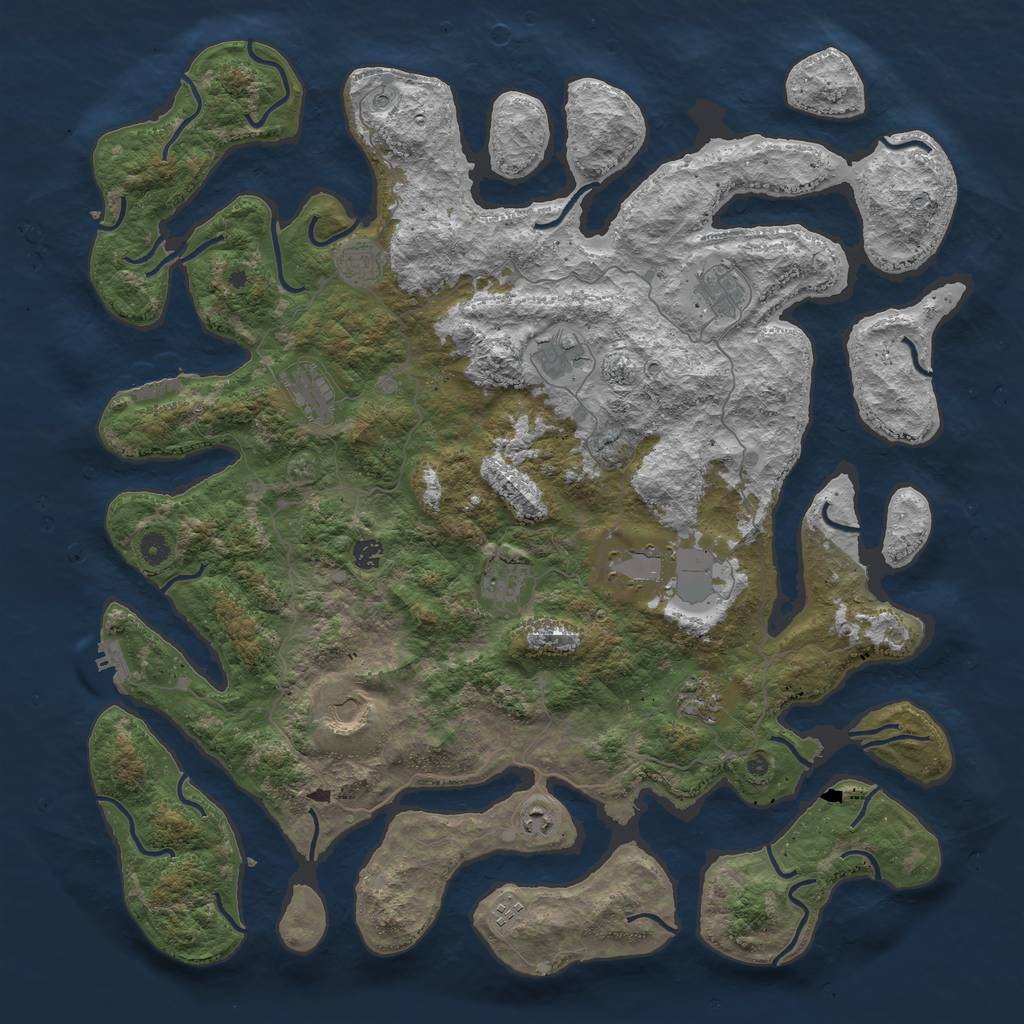 Rust Map: Procedural Map, Size: 5000, Seed: 5284180, 16 Monuments