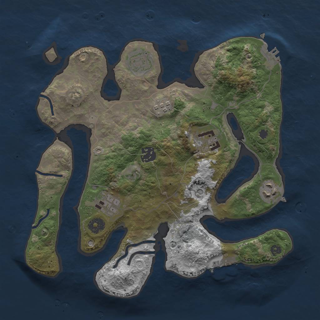 Rust Map: Procedural Map, Size: 3000, Seed: 729056, 17 Monuments