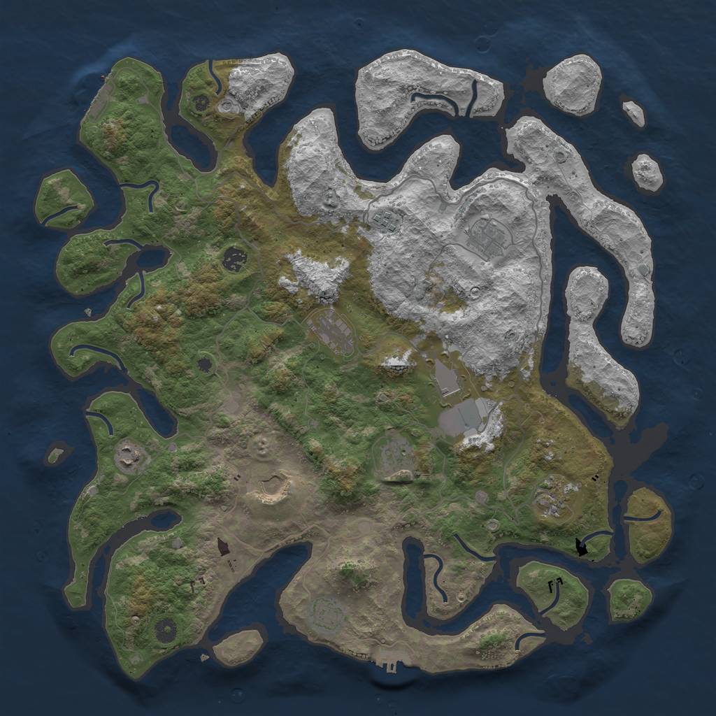 Rust Map: Procedural Map, Size: 4500, Seed: 25162365, 15 Monuments