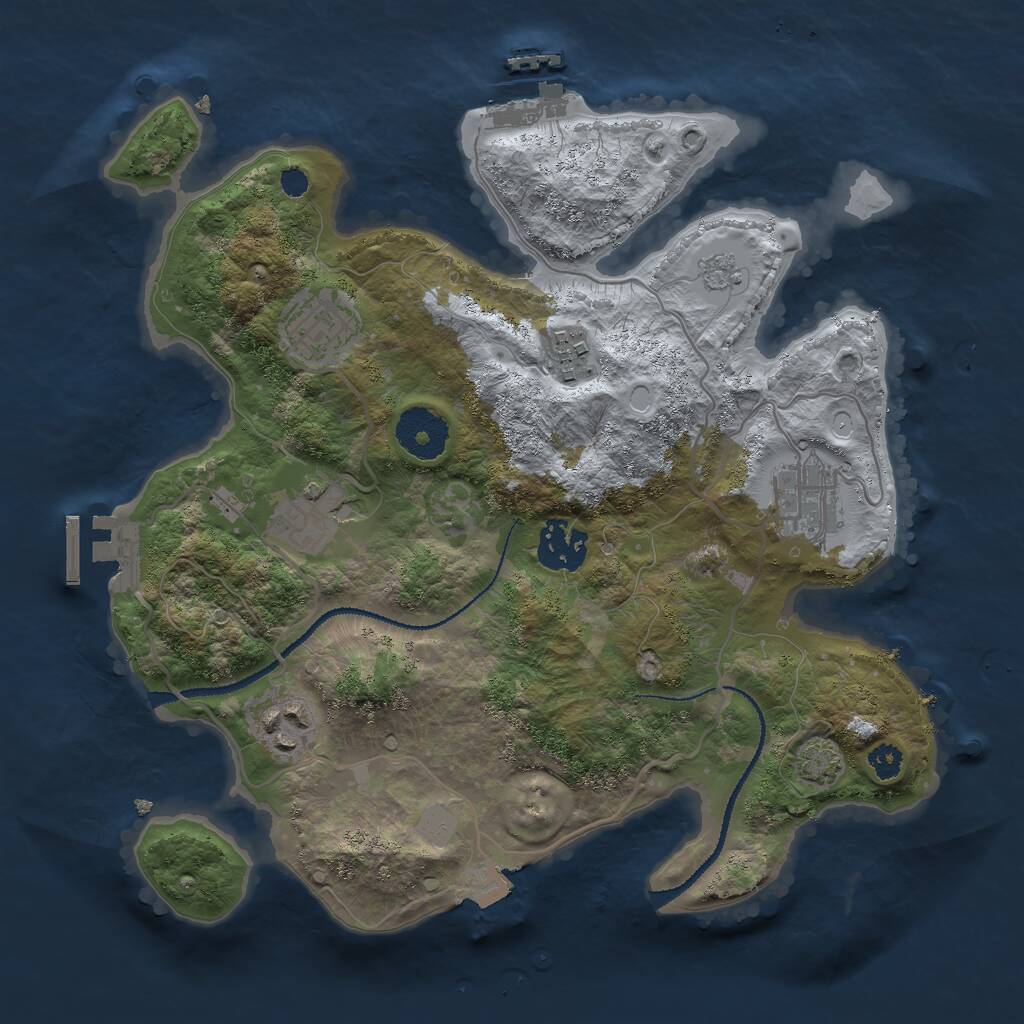 Rust Map: Procedural Map, Size: 3000, Seed: 629803421, 11 Monuments