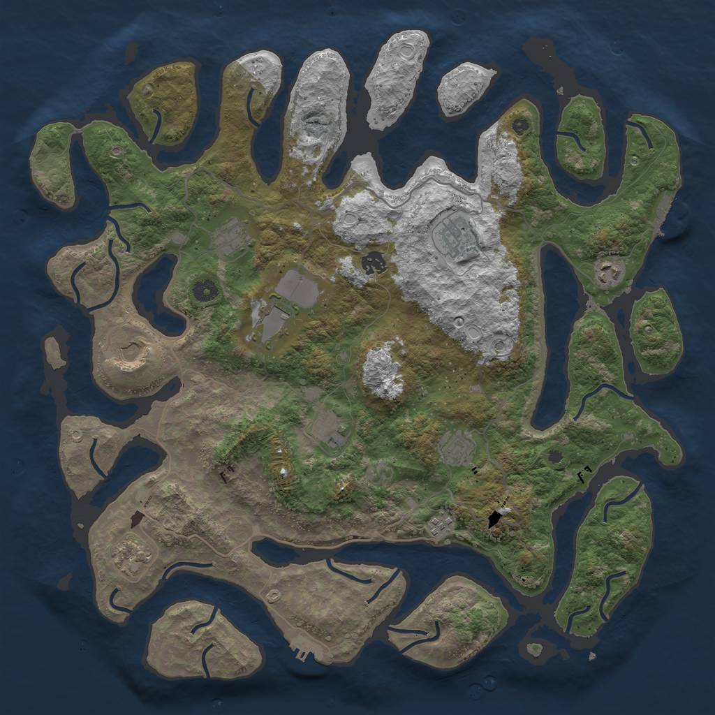 Rust Map: Procedural Map, Size: 4500, Seed: 65551, 18 Monuments