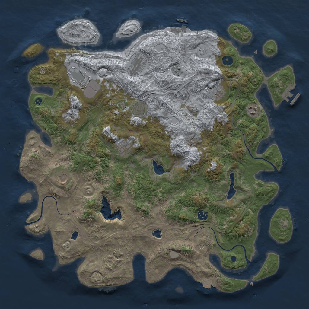 Rust Map: Procedural Map, Size: 4500, Seed: 1922701638, 16 Monuments