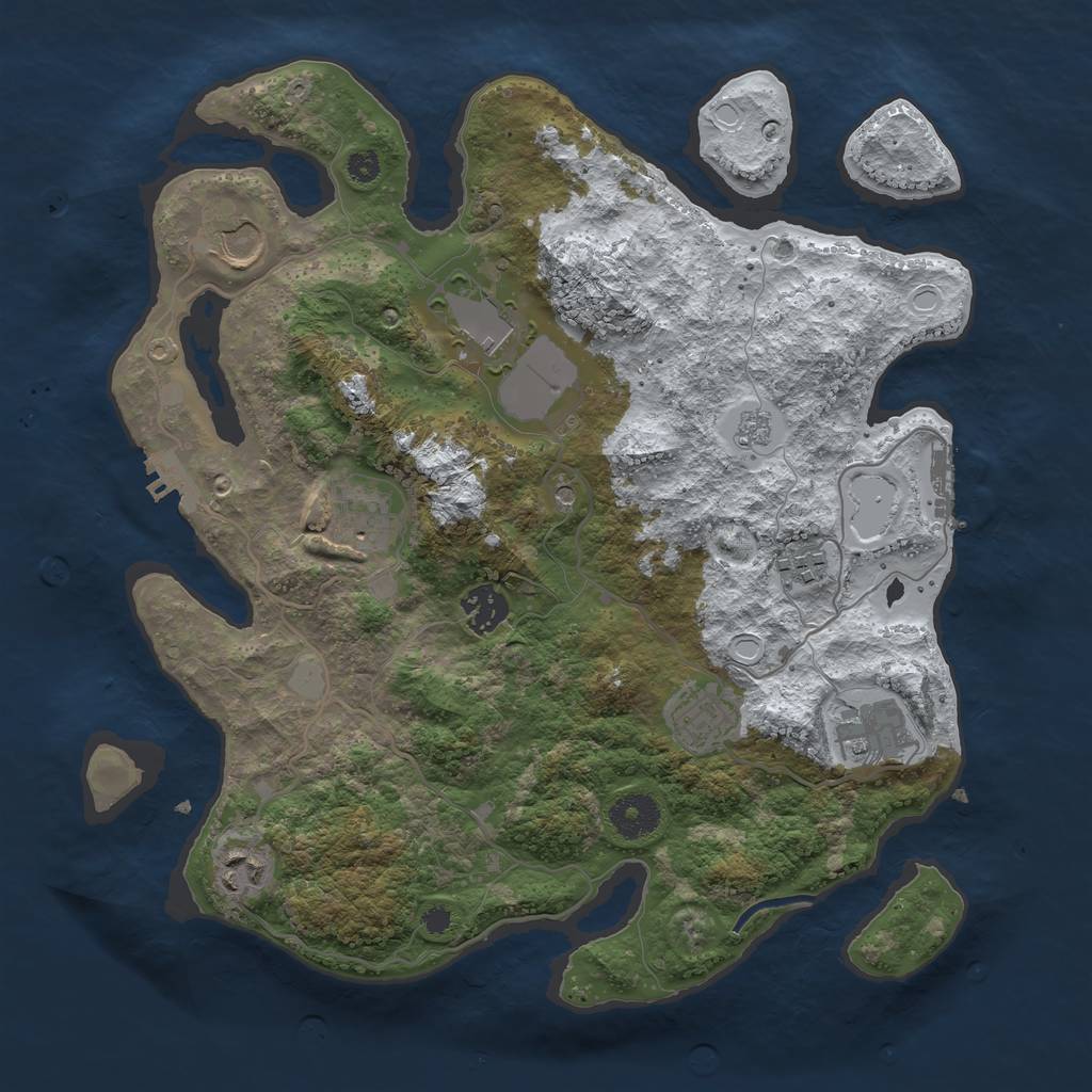 Rust Map: Procedural Map, Size: 3500, Seed: 353111, 17 Monuments