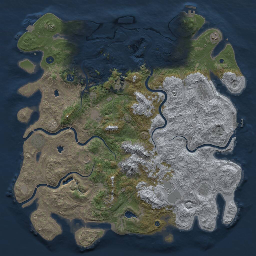 Rust Map: Procedural Map, Size: 5000, Seed: 516489, 17 Monuments