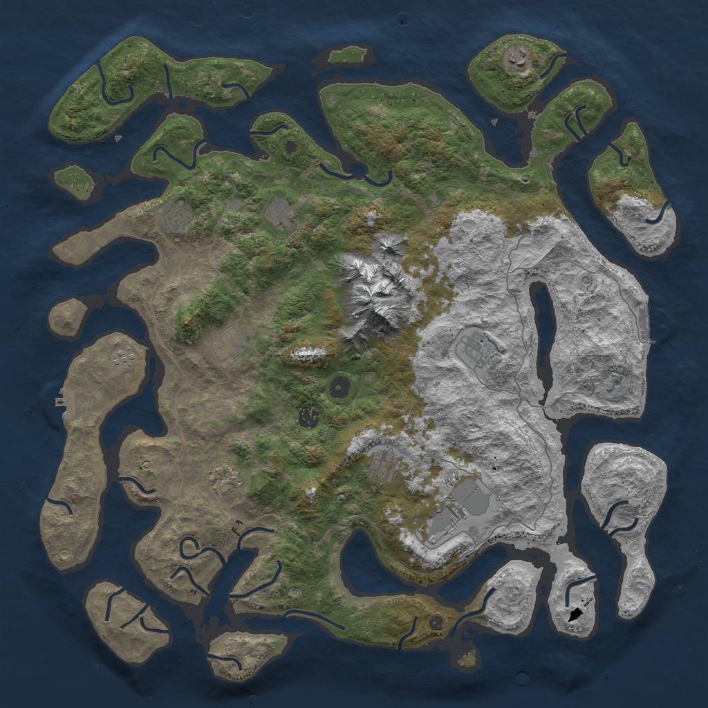 Rust Map: Procedural Map, Size: 5000, Seed: 516489, 21 Monuments