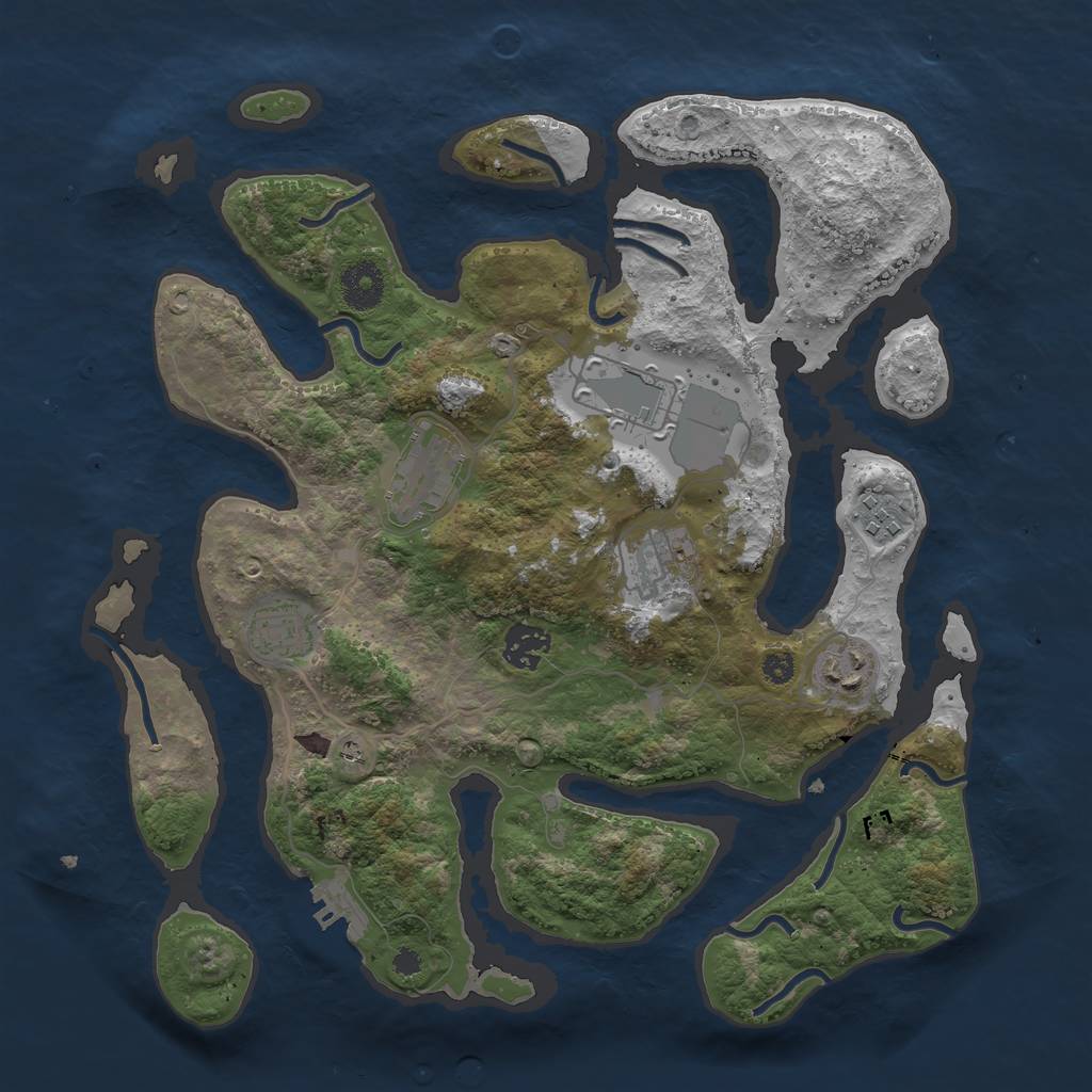 Rust Map: Procedural Map, Size: 3500, Seed: 7453, 11 Monuments