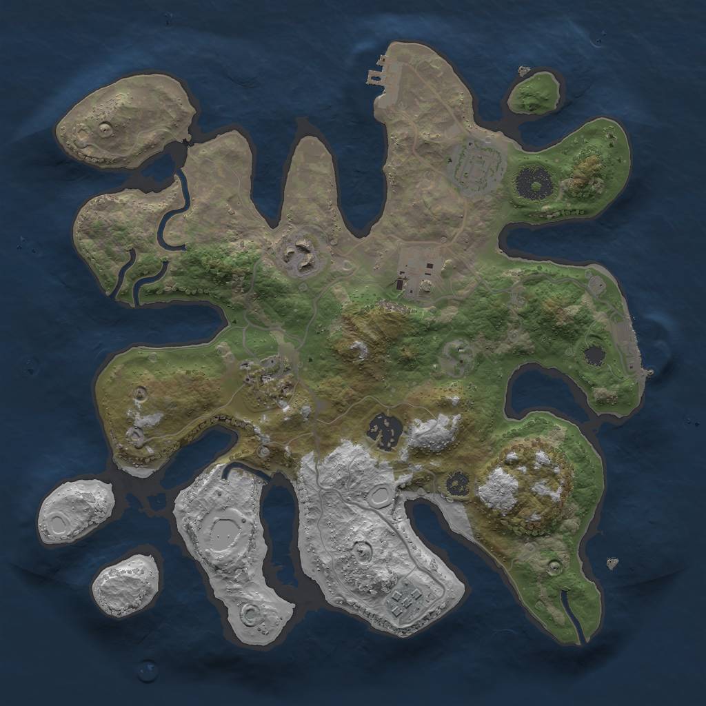 Rust Map: Procedural Map, Size: 3000, Seed: 1369247410, 16 Monuments