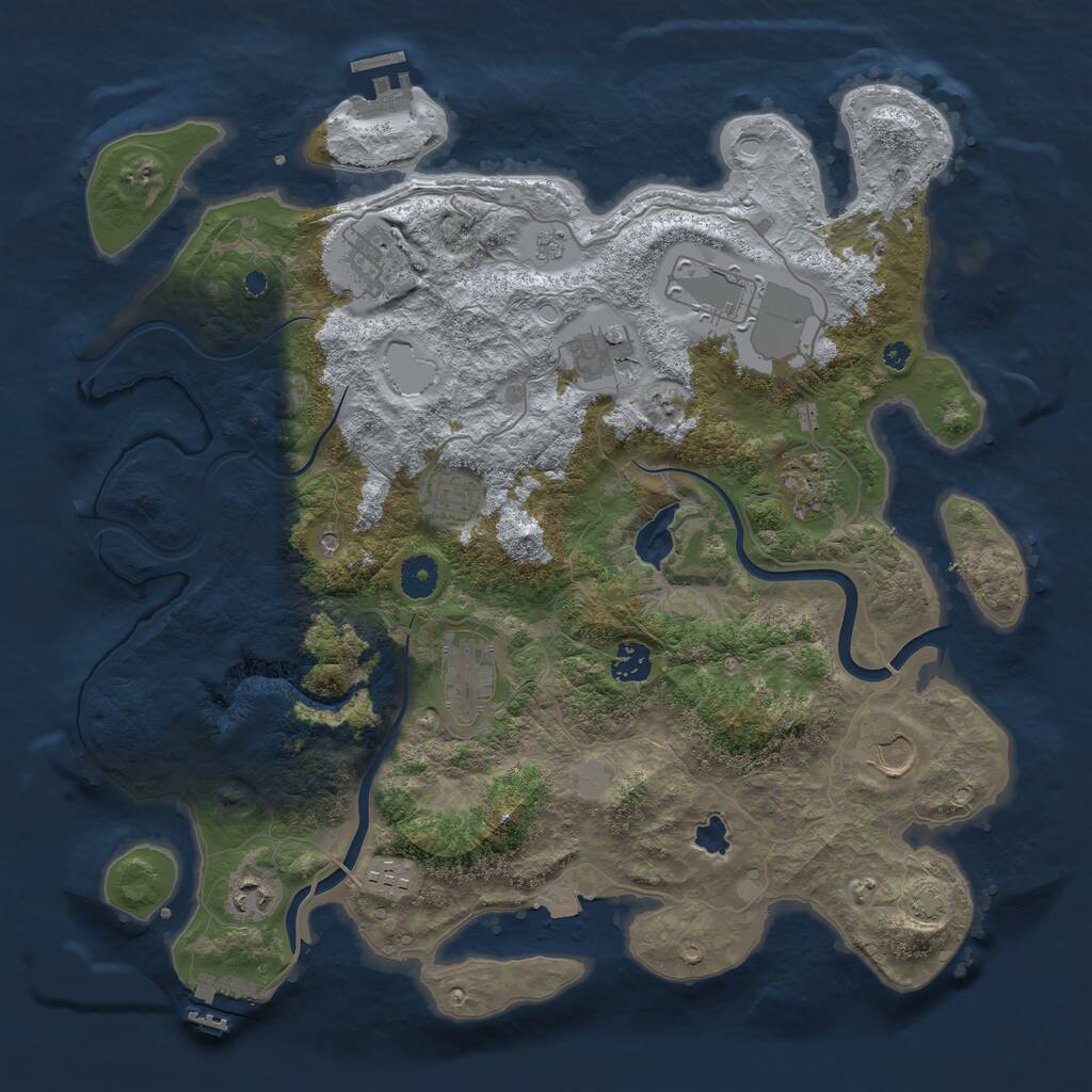 Rust Map: Procedural Map, Size: 4000, Seed: 284882, 16 Monuments