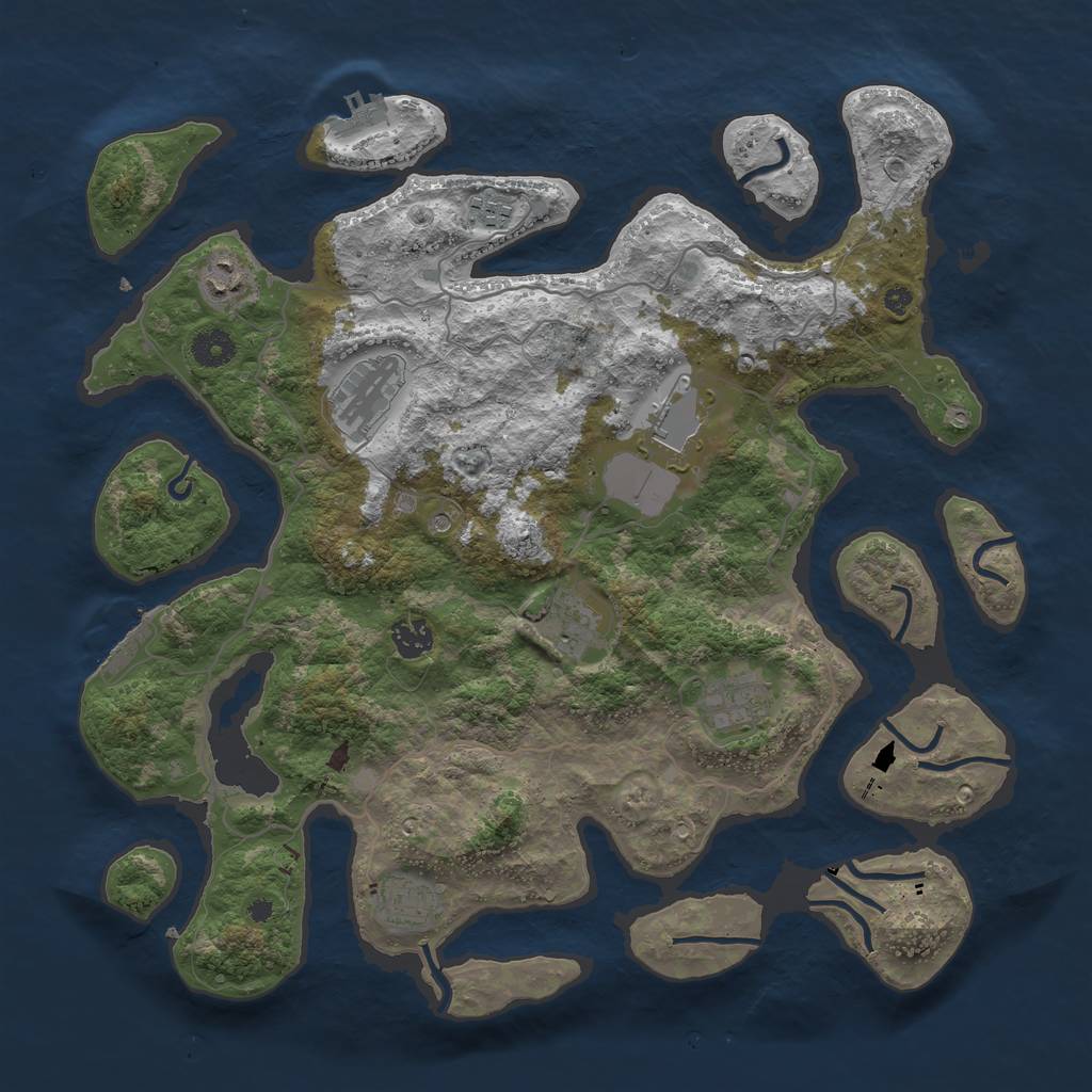 Rust Map: Procedural Map, Size: 4000, Seed: 284882, 13 Monuments