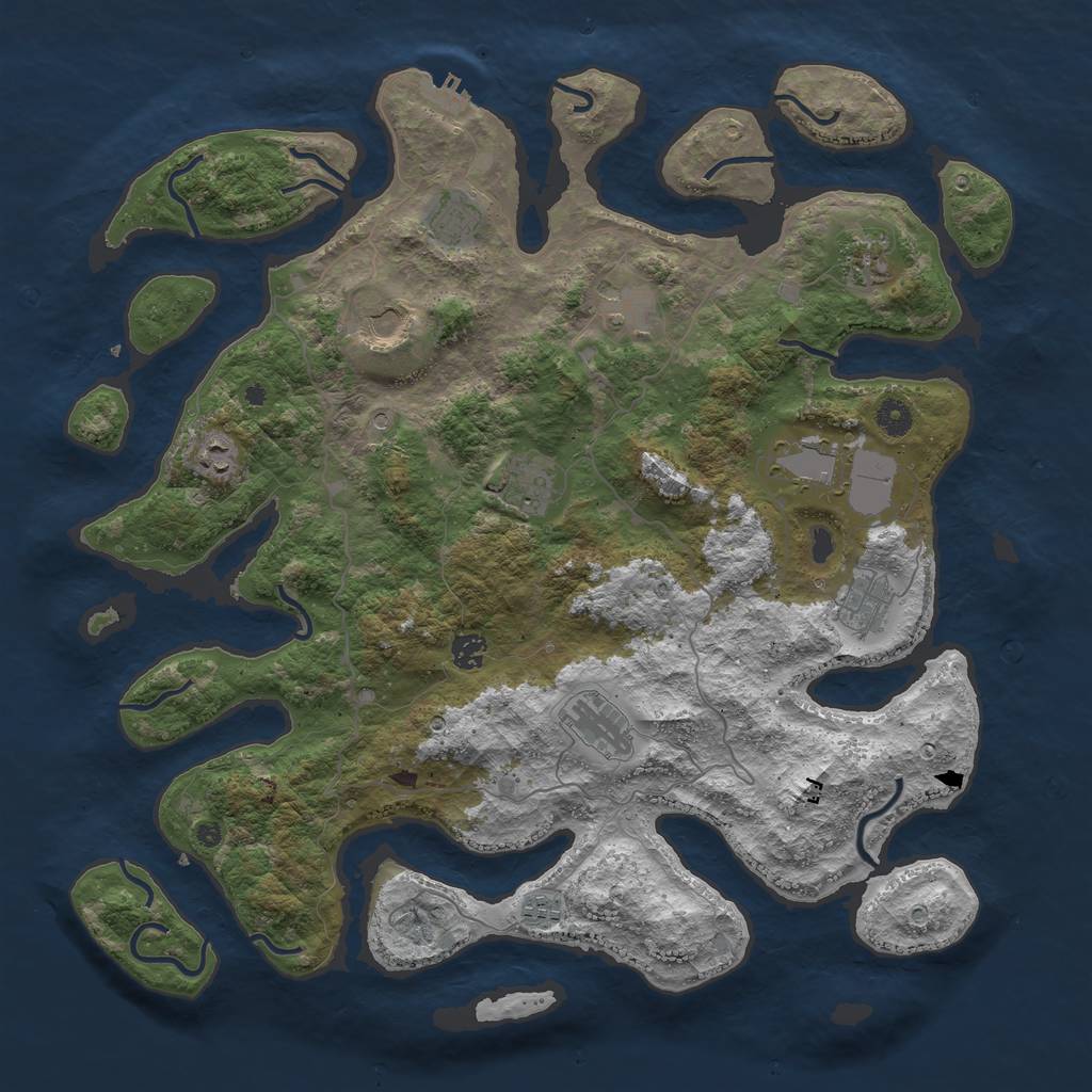 Rust Map: Procedural Map, Size: 4500, Seed: 1301637925, 15 Monuments