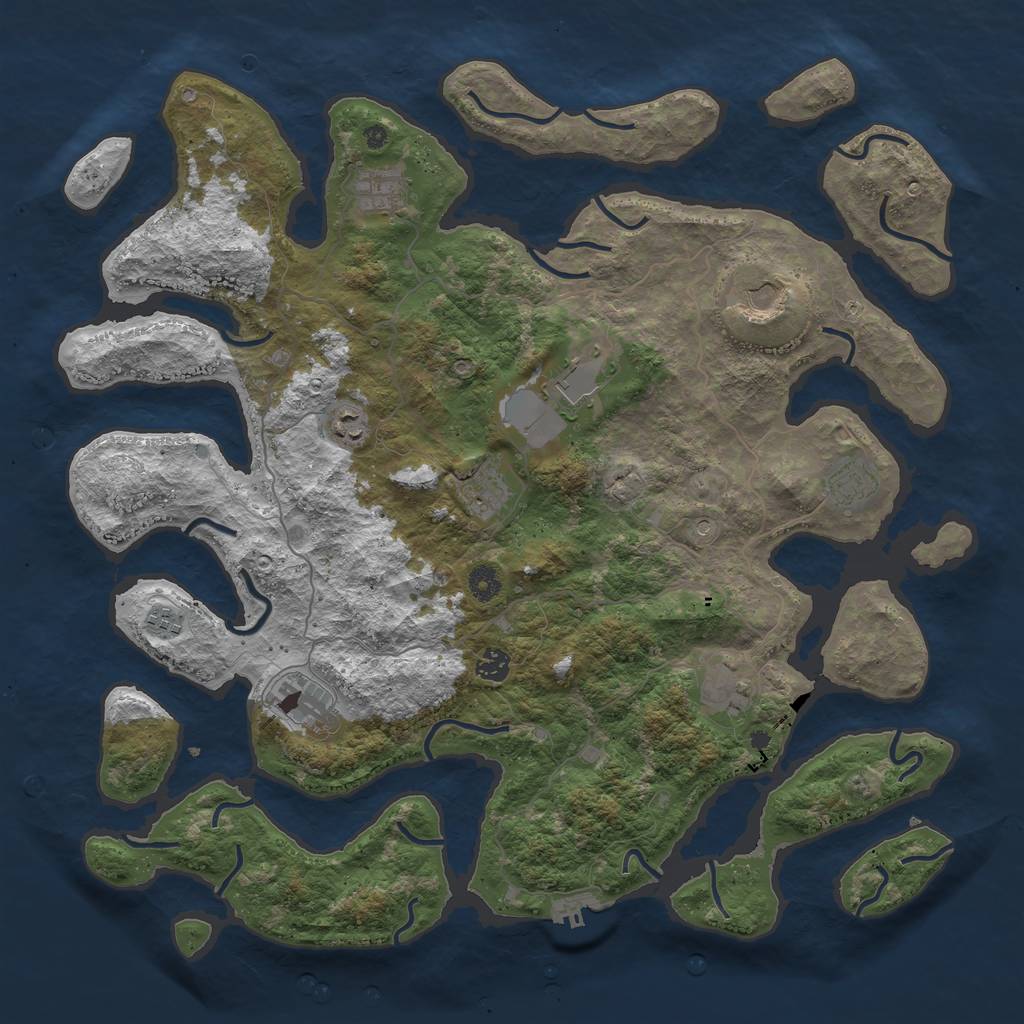 Rust Map: Procedural Map, Size: 4500, Seed: 4356, 14 Monuments