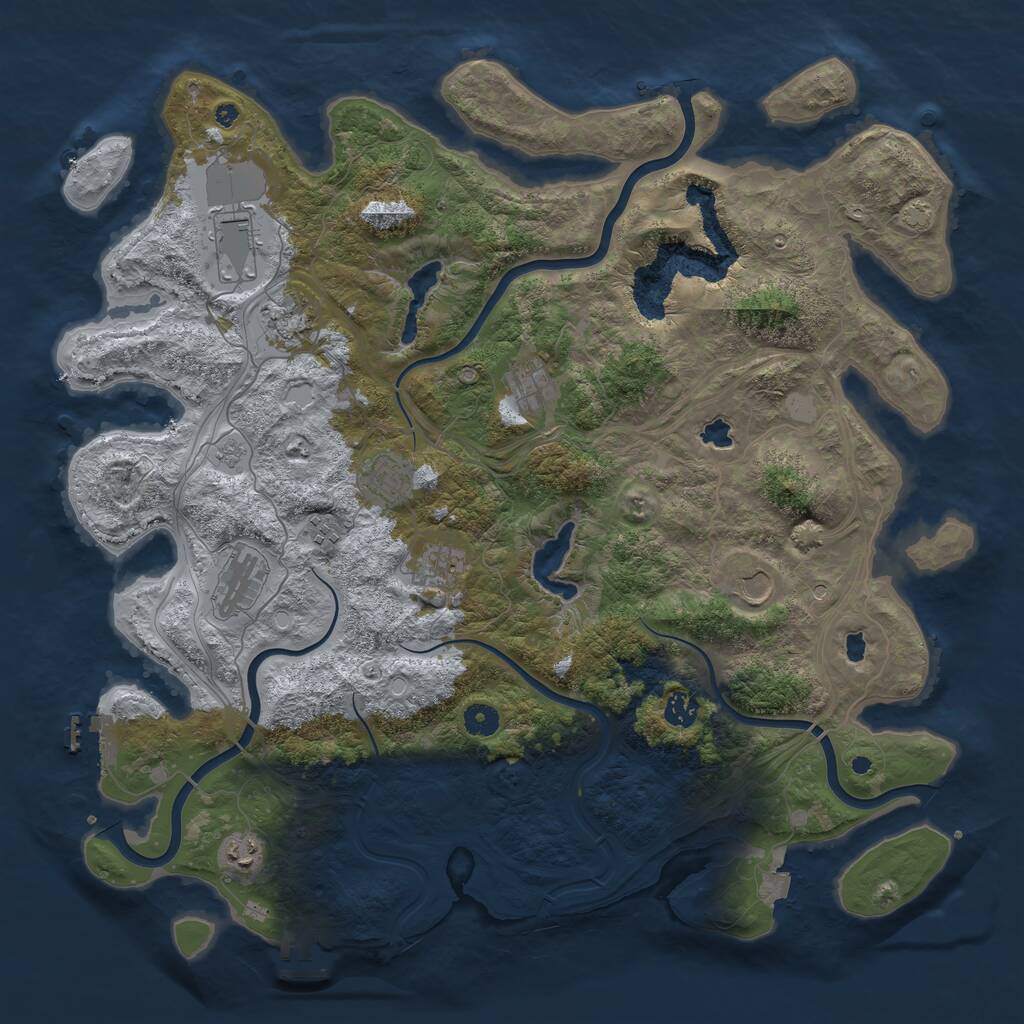 Rust Map: Procedural Map, Size: 4500, Seed: 4356, 16 Monuments