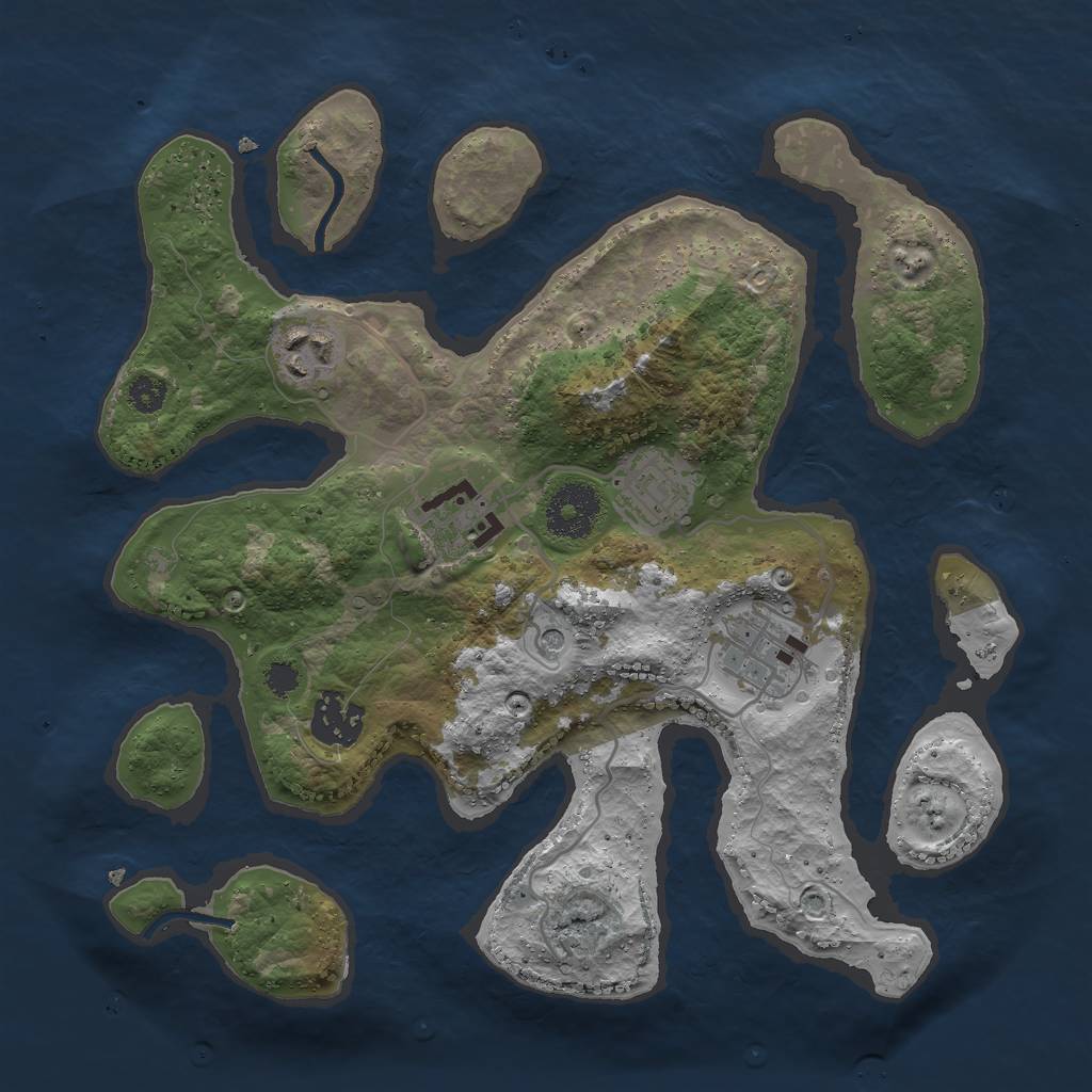 Rust Map: Procedural Map, Size: 3000, Seed: 2392794, 8 Monuments