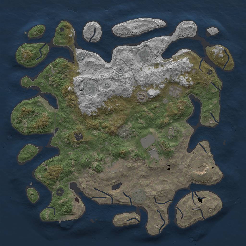 Rust Map: Procedural Map, Size: 4500, Seed: 65, 15 Monuments