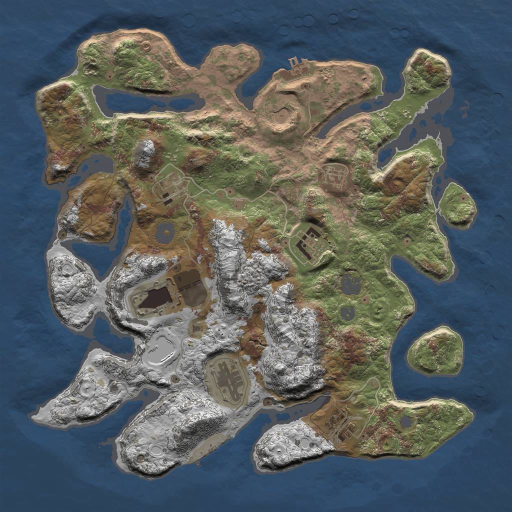 Rust Map: Procedural Map, Size: 3665, Seed: 2027020, 14 Monuments