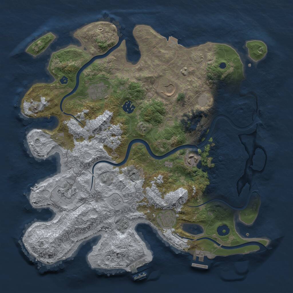 Rust Map: Procedural Map, Size: 3665, Seed: 2027020, 13 Monuments