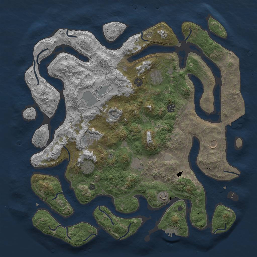 Rust Map: Procedural Map, Size: 4500, Seed: 89126381, 17 Monuments