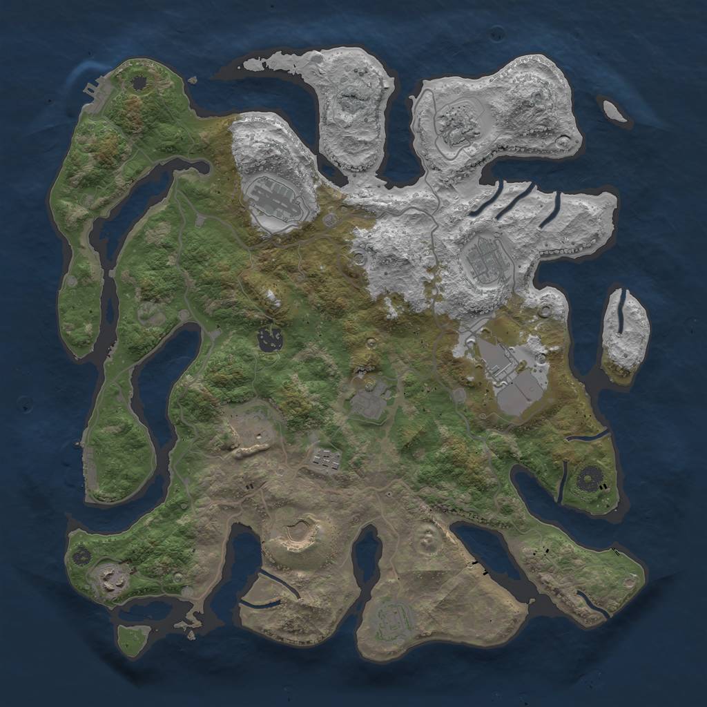 Rust Map: Procedural Map, Size: 4000, Seed: 784309518, 16 Monuments