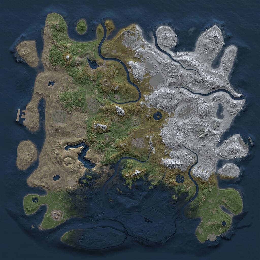 Rust Map: Procedural Map, Size: 4500, Seed: 1077370217, 15 Monuments