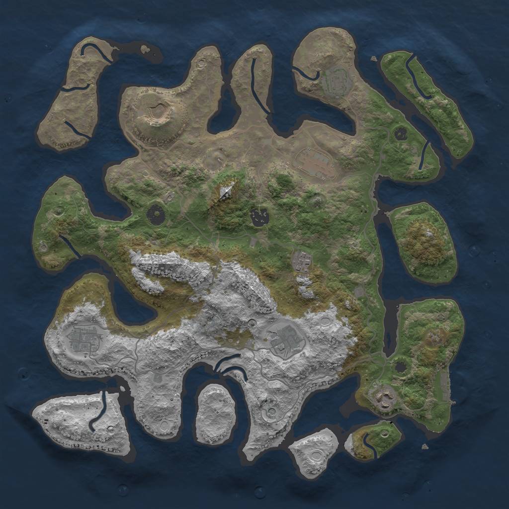 Rust Map: Procedural Map, Size: 4000, Seed: 1234432189, 15 Monuments