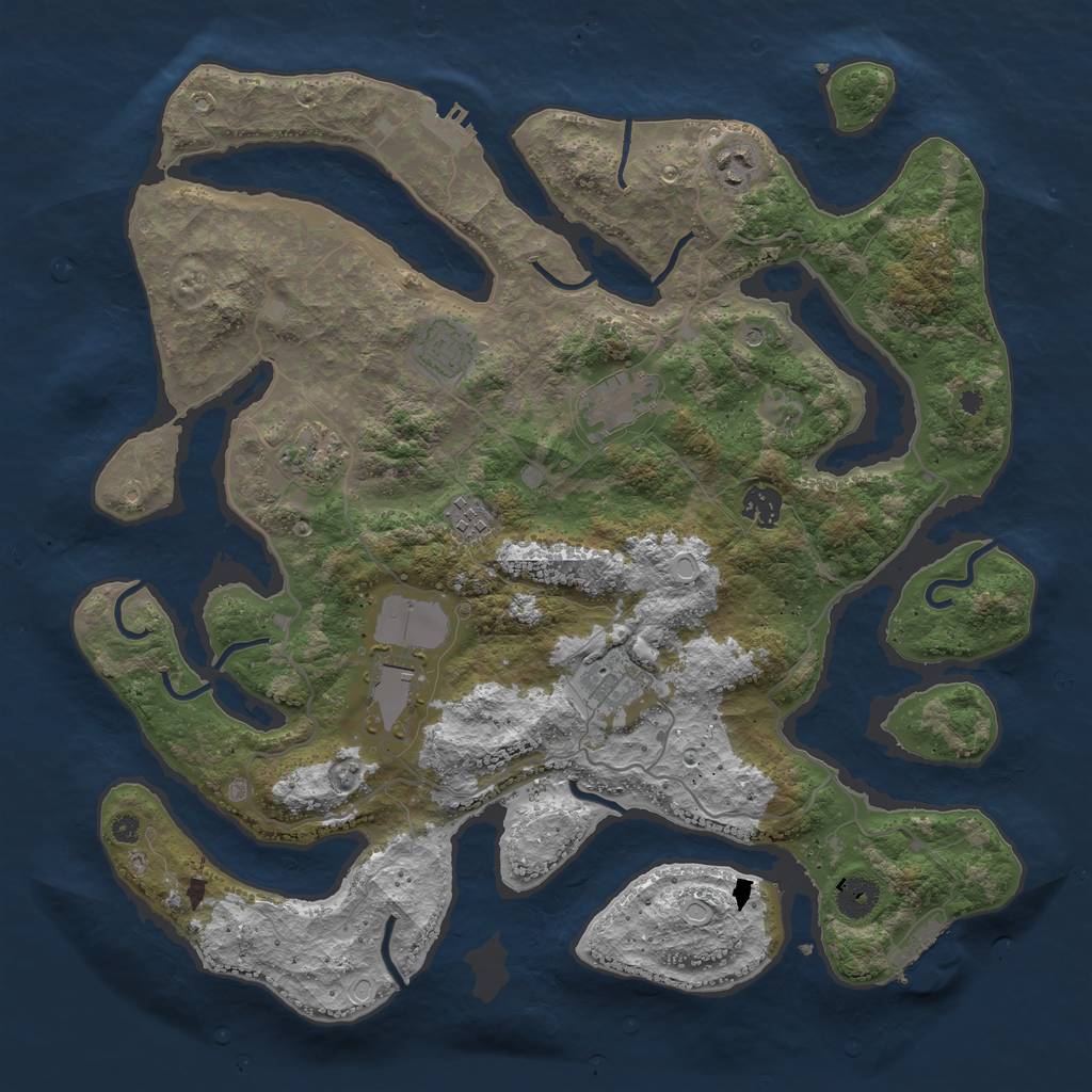 Rust Map: Procedural Map, Size: 4000, Seed: 1257969768, 16 Monuments