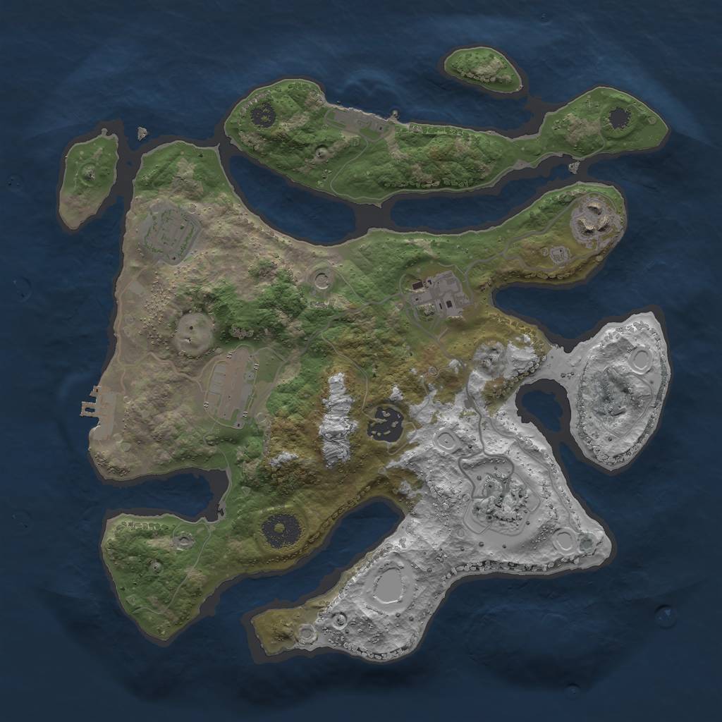 Rust Map: Procedural Map, Size: 3000, Seed: 369369, 14 Monuments