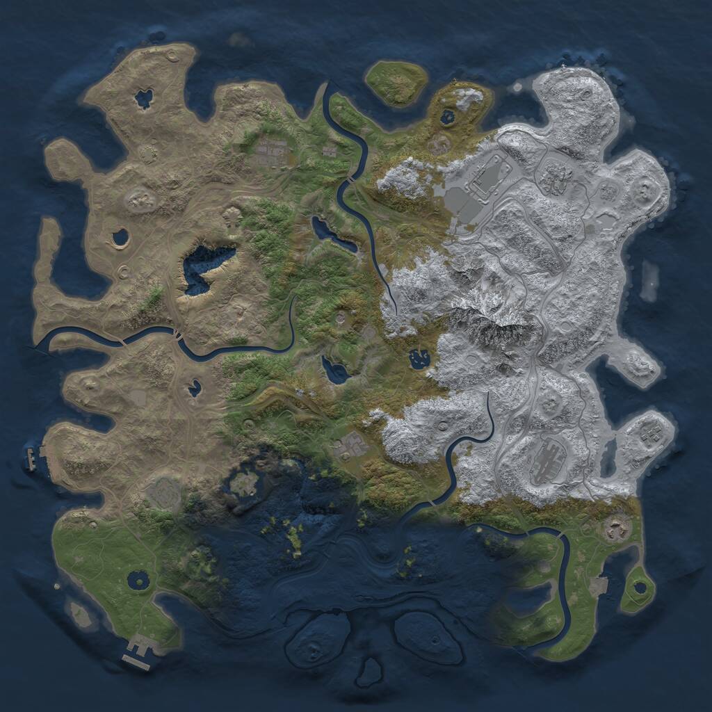 Rust Map: Procedural Map, Size: 5000, Seed: 6435785, 17 Monuments