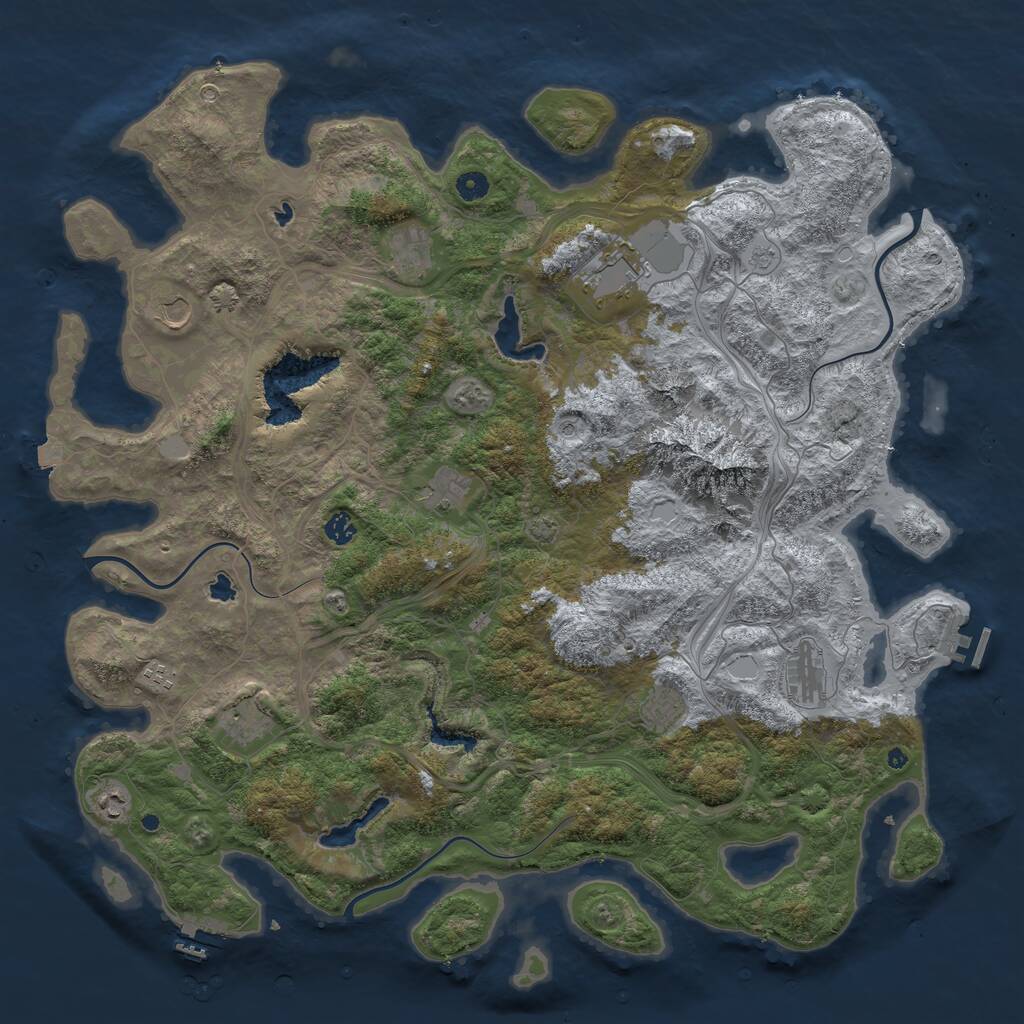 Rust Map: Procedural Map, Size: 5000, Seed: 6435785, 16 Monuments