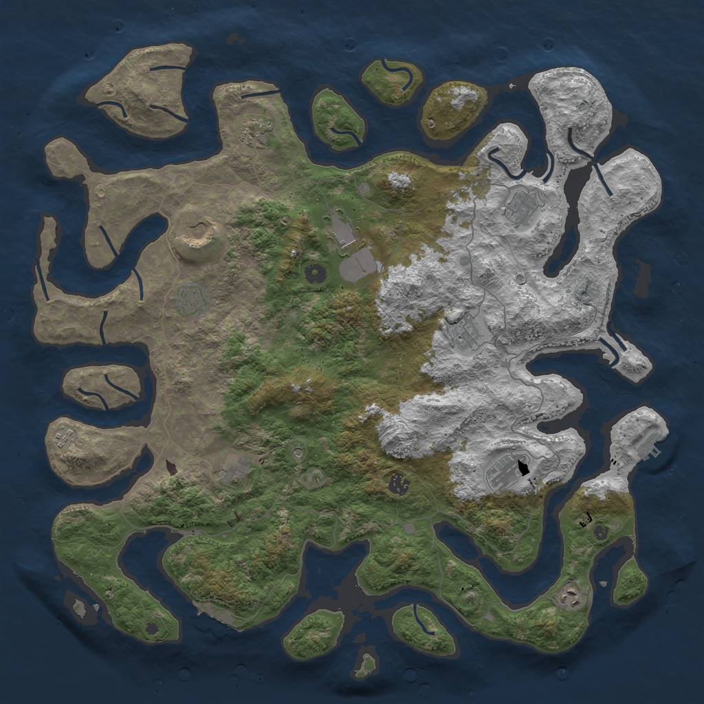 Rust Map: Procedural Map, Size: 5000, Seed: 6435785, 16 Monuments