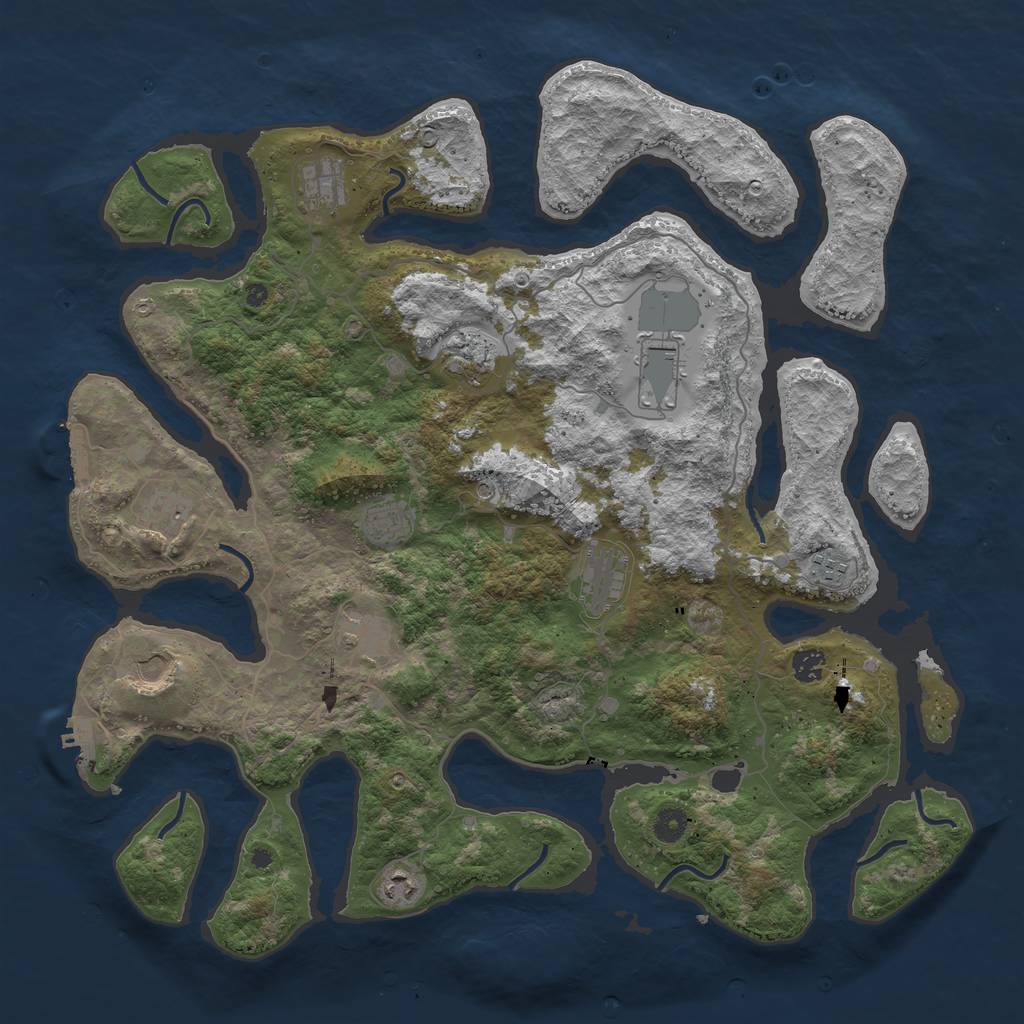 Rust Map: Procedural Map, Size: 4500, Seed: 23112, 16 Monuments