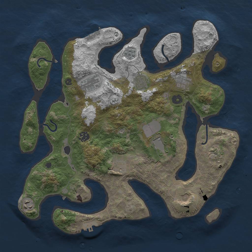 Rust Map: Procedural Map, Size: 3700, Seed: 457, 18 Monuments